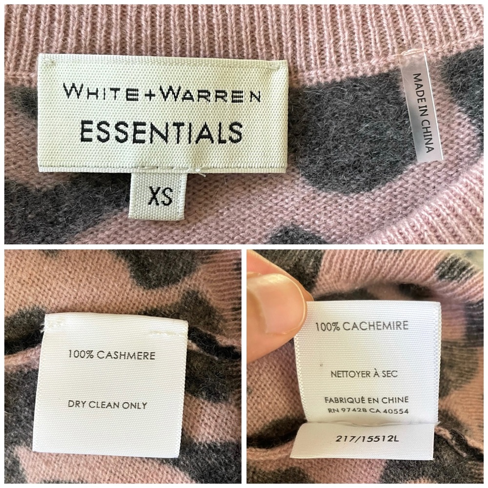 NWT White + Warren Cashmere Sweater Leopard - Picture 13 of 16